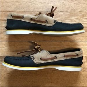 ⚓️ Timberland Boat Shoes Navy Tan Yellow